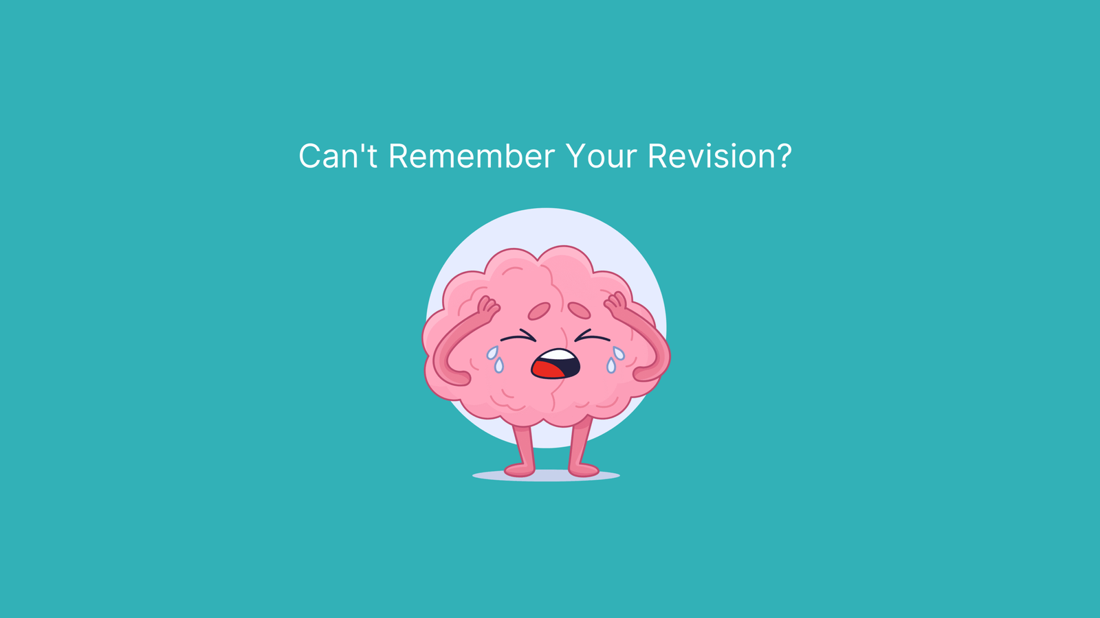 Crying brain "can't remember your revision" blue blog banner