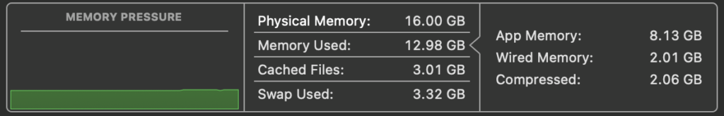An image of memory on a Mac to compare how it links to the human brain and remembering information.