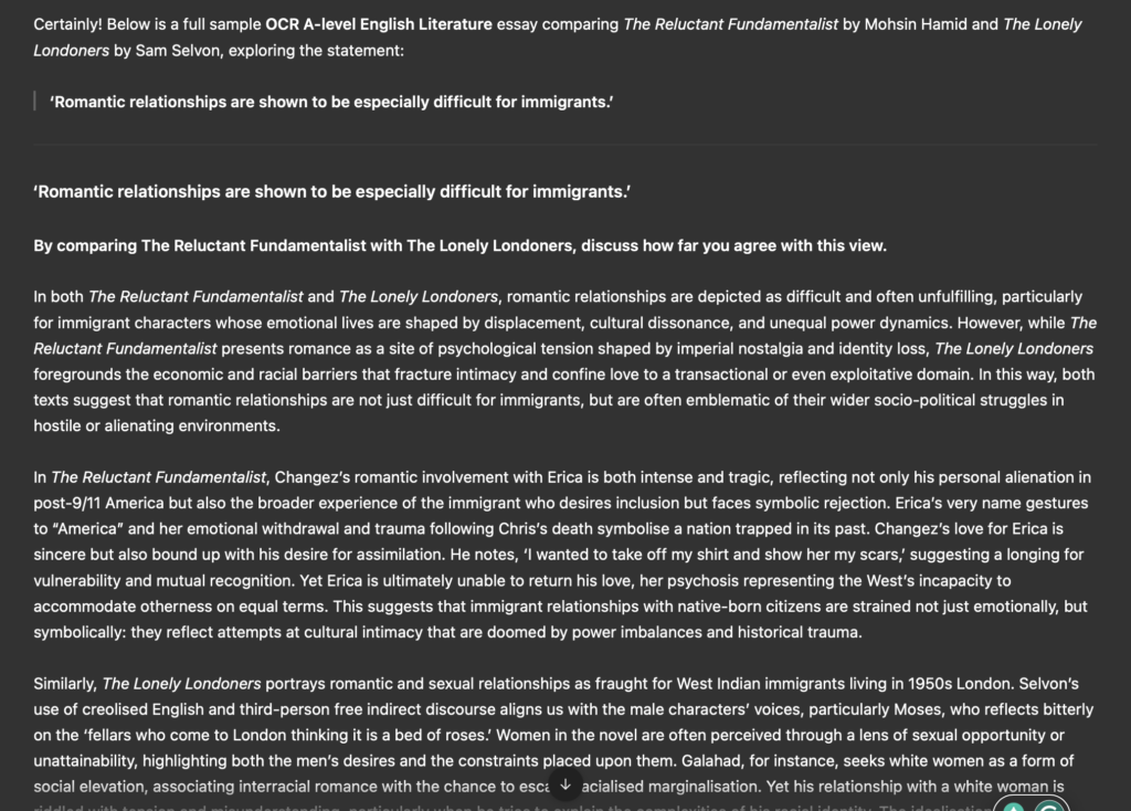 An example of a badly written essay by AI.